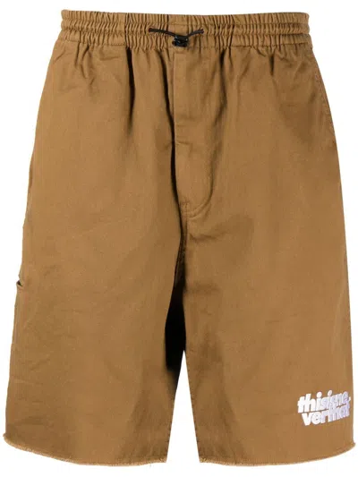 This Is Never That Logo-print Detail Shorts In Braun