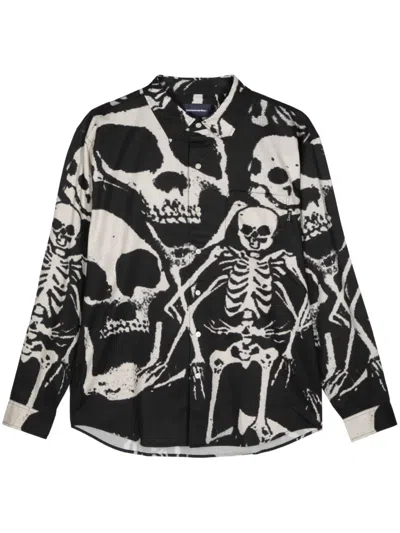 This Is Never That Skeleton-print Cotton Shirt In Black