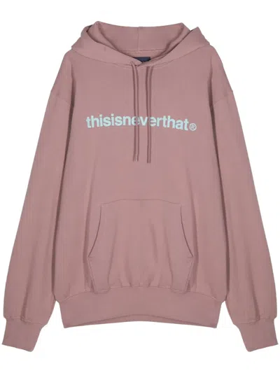 This Is Never That T-logo Cotton Hoodie In Pink