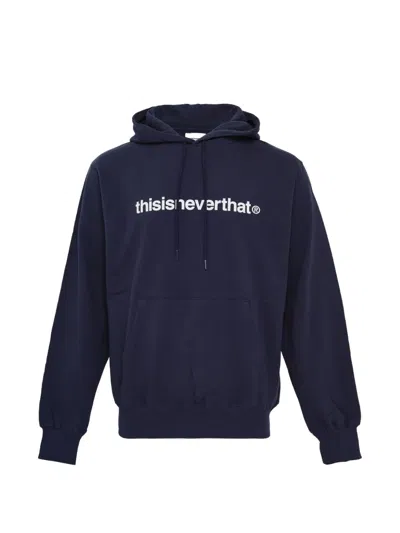 This Is Never That T-logo Long-sleeve Hoodie In Blue