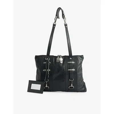 This Old Thing London Womens  Pre-loved Balenciaga Leather Hook Shoulder Bag In Black