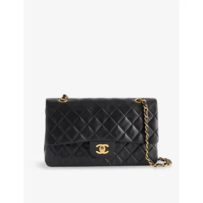 This Old Thing London Womens Black Pre-loved Chanel Medium Classic Double Flap Leather Shoulder Bag
