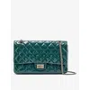 This Old Thing London Pre-loved Chanel Maxi 2.55 Patent-leather Shoulder Bag In Green