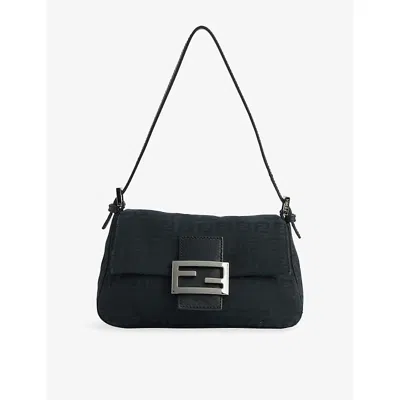 This Old Thing London Womens Black Pre-loved Fendi Zucca Canvas Shoulder Bag