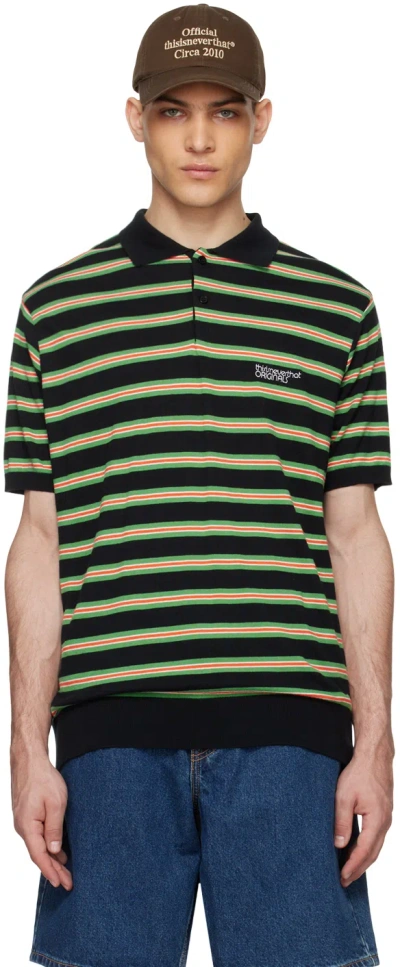 Thisisneverthat Black Striped Polo