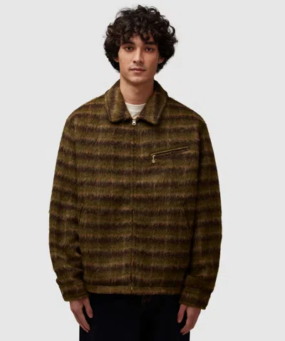 Thisisneverthat Brushed Wool Check Jacket In Dark Brown