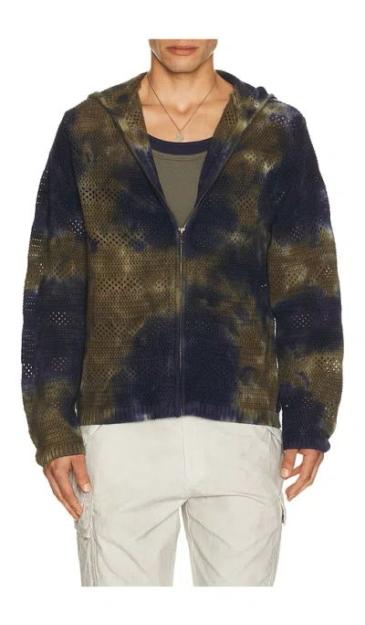 Thisisneverthat Crochet Knit Zip Hoodie In Green