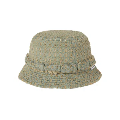 Pre-owned Thisisneverthat Damaged Denim Jungle Bucket Hat 'washed Blue' | Men's Size Onesize