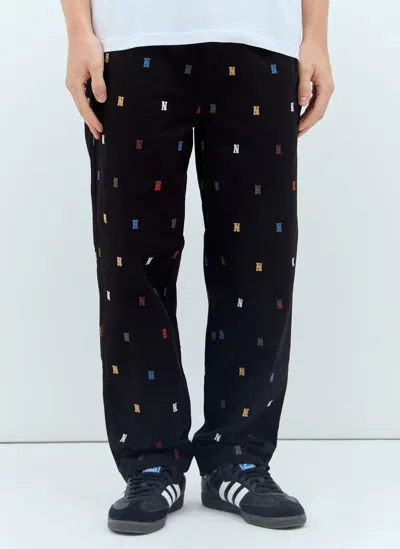 Thisisneverthat Embroidered Easy Trousers In Black