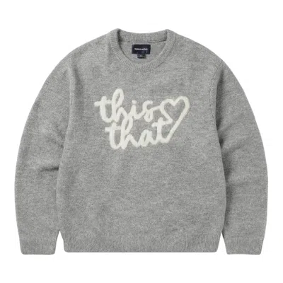 Pre-owned Thisisneverthat Heart Logo Knit Sweater 'heather Grey' | Men's Size L