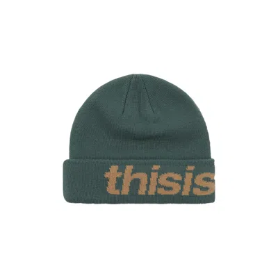 Pre-owned Thisisneverthat Hsp-logo Big Cuff Beanie 'moss' | Green | Men's Size Onesize