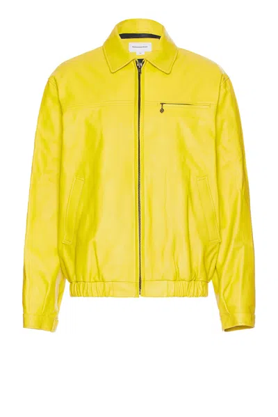 Thisisneverthat Leather Harrington Jacket In Yellow