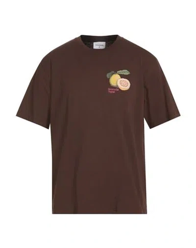 Thisisneverthat Man T-shirt Chocolate Brown Size S Cotton In Burgundy