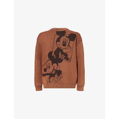 Thisisneverthat Mens  X Disney Mickey Frame Cotton Knitted Jumper In Brown