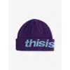 Thisisneverthat Mens Purple Hsp-logo Big Cuff Knitted Beanie