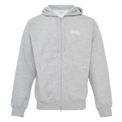 Thisisneverthat Ol Logo Zip Up Hoodie In Silver