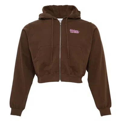 Thisisneverthat Ol-logo Zip Up Hoodie In Brown
