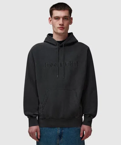Thisisneverthat Overdyed Embroidered Hoodie In Charcoal