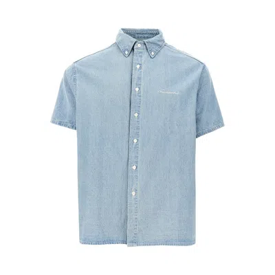 Thisisneverthat Short-sleeved Denim Shirt In Blue