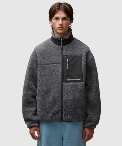Thisisneverthat Sp Sherpa Fleece Jacket In Charcoal