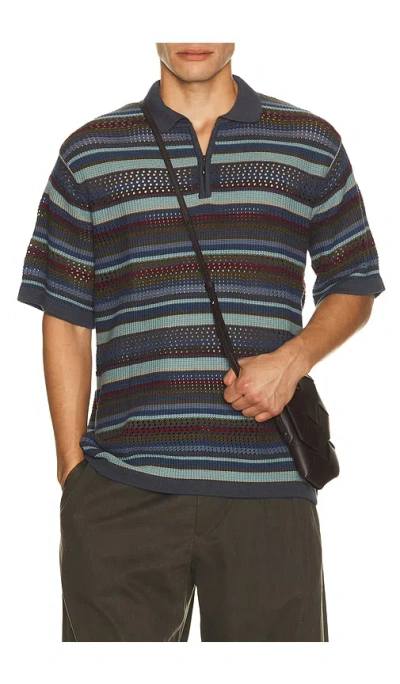 Thisisneverthat Striped Knit Polo In Multi