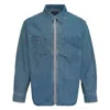 Thisisneverthat Washed Denim Zip Shirt In Blue
