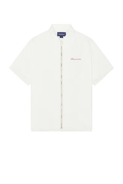 Thisisneverthat Washed Denim Zip Shirt In Off White