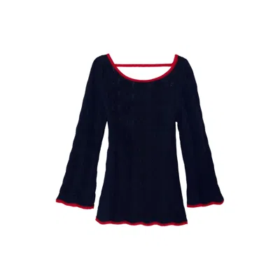 Thisisu Collection Women's Blue Marea Beachwear Navy Knit Dress In Animal Print