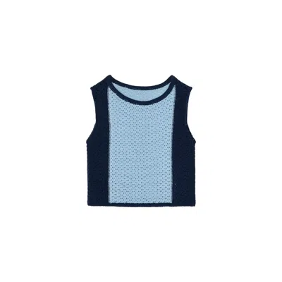 Thisisu Collection Women's Blue Nerina Colorblock Beachwear Knit Crop Top