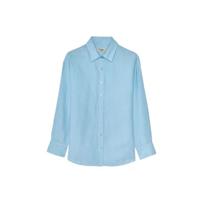 Thisisu Collection Women's Blue Sirena Open-back Linen Wavy Shirt