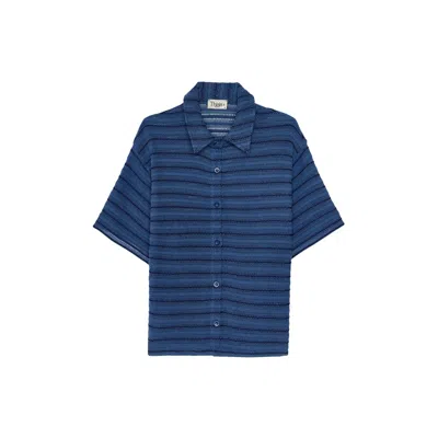 Thisisu Collection Women's Blue Solea Striped Knit Beachwear Shirt