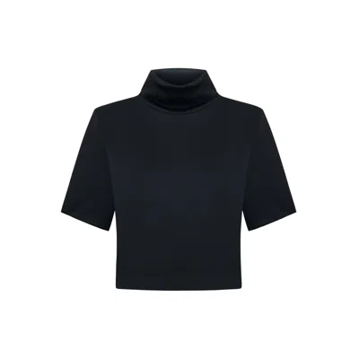 Thisisu Collection Women's Mira Padded-shoulder High-neck Top - Black