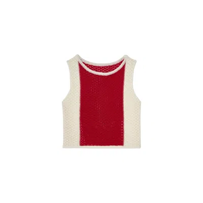 Thisisu Collection Women's Nerina Colorblock Beachwear Red Knit Crop Top In Multi