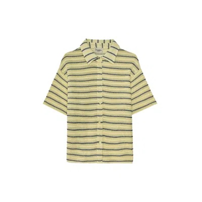 Thisisu Collection Women's Solea Striped Knit Beachwear Yellow Shirt In Green