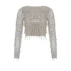 Thisisu Collection Women's Sylvie Sequin Fringe Crop Top - Silver In Silver