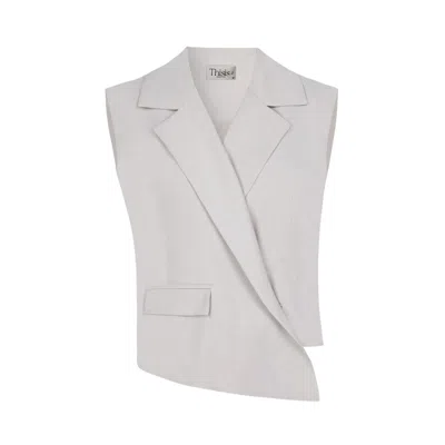 Thisisu Collection Women's White Vera Oversize Vest – Ecru