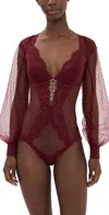 Thistle And Spire Constellation Bodysuit Burgundy In Animal Print