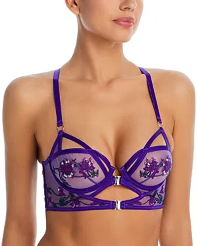 Thistle And Spire Dryad Embroidered Mesh Underwire Bra In Ultraviolet