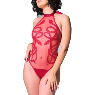 Thistle And Spire Medusa Bodysuit In Crimson In Pink