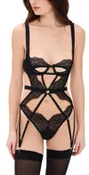 Thistle And Spire Minna Thong Bodysuit Black In Black