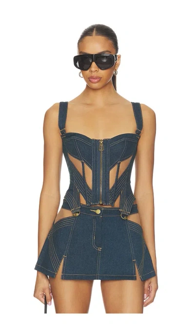 Thistle And Spire Renegade Corset Top In Blue