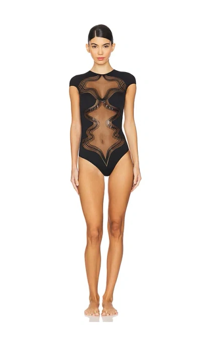 Thistle And Spire Wavelength Bodysuit In Black