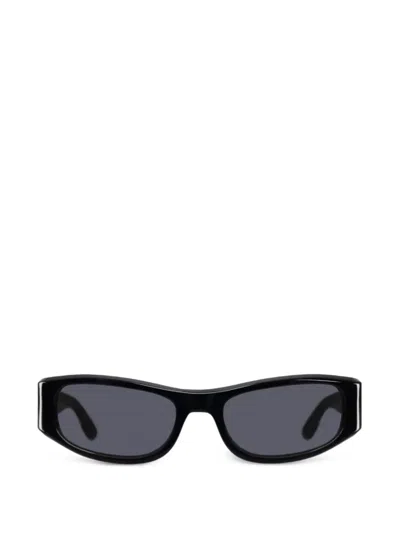 Thistles The Suede Rectangle-frame Sunglasses In Black