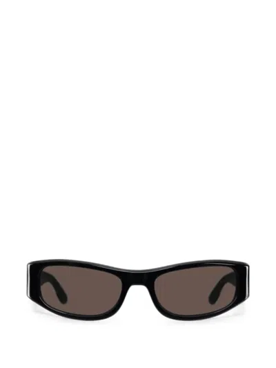 Thistles The Suede Rectangle-frame Sunglasses In Black