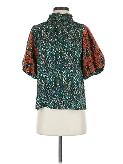 Pre-owned Thml 3/4 Sleeve Blouse In Green
