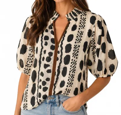 Thml Abstract Dot Pattern Top In Cream In Multi