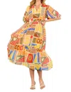 Thml Abstract Print Dress In Beige Multi In Beige