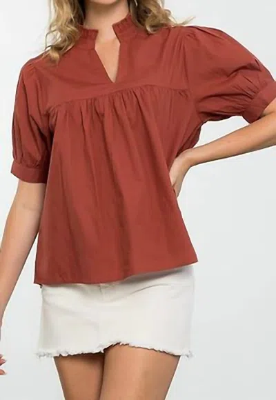 Thml Aimee V-neck Peplum Top In Brown