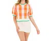 Thml Alice Gingham Sweater In Orange/pink In Multi