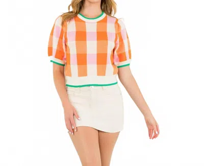 Thml Alice Gingham Sweater In Orange/pink In Multi